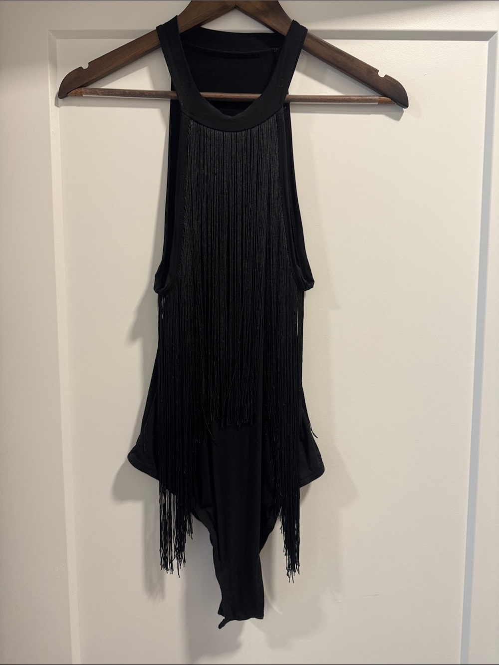 Black Fringe Sleeveless Bodysuit